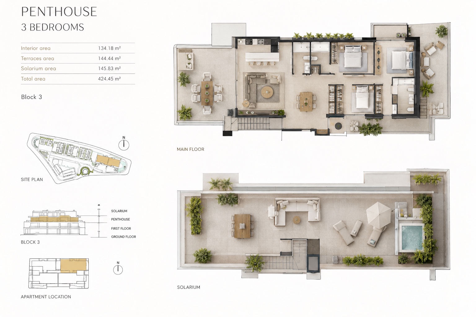 Floorplan for Three bedroom penthouse