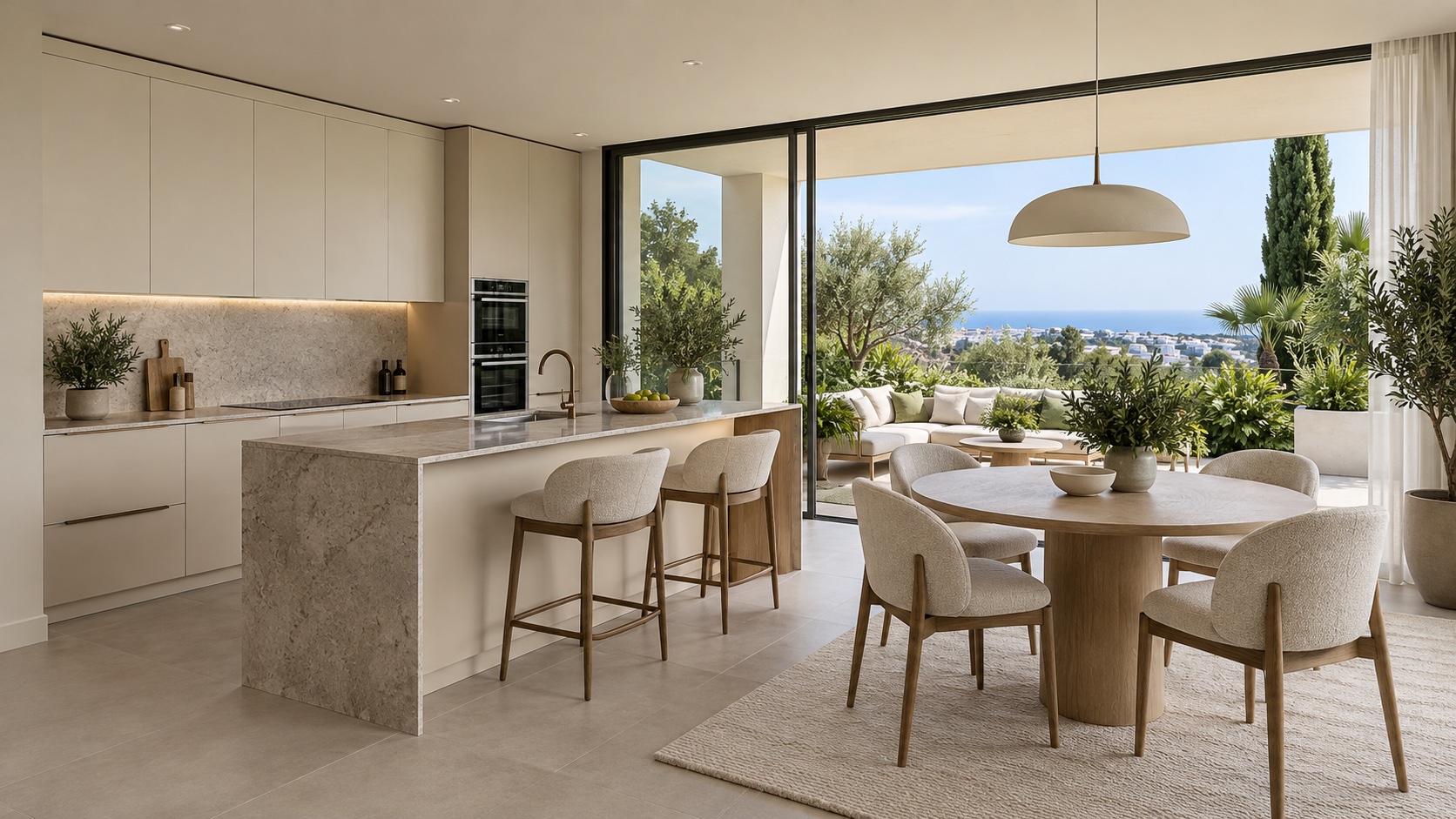 Illustrative kitchen and dining area