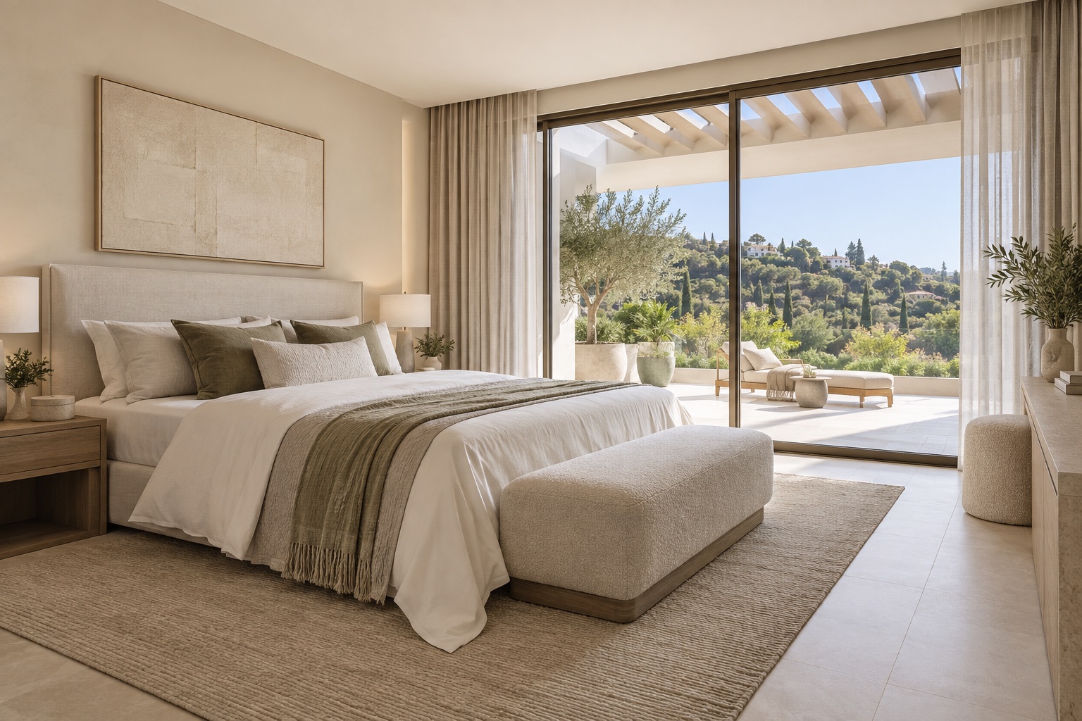 Illustrative principal bedroom with terrace access